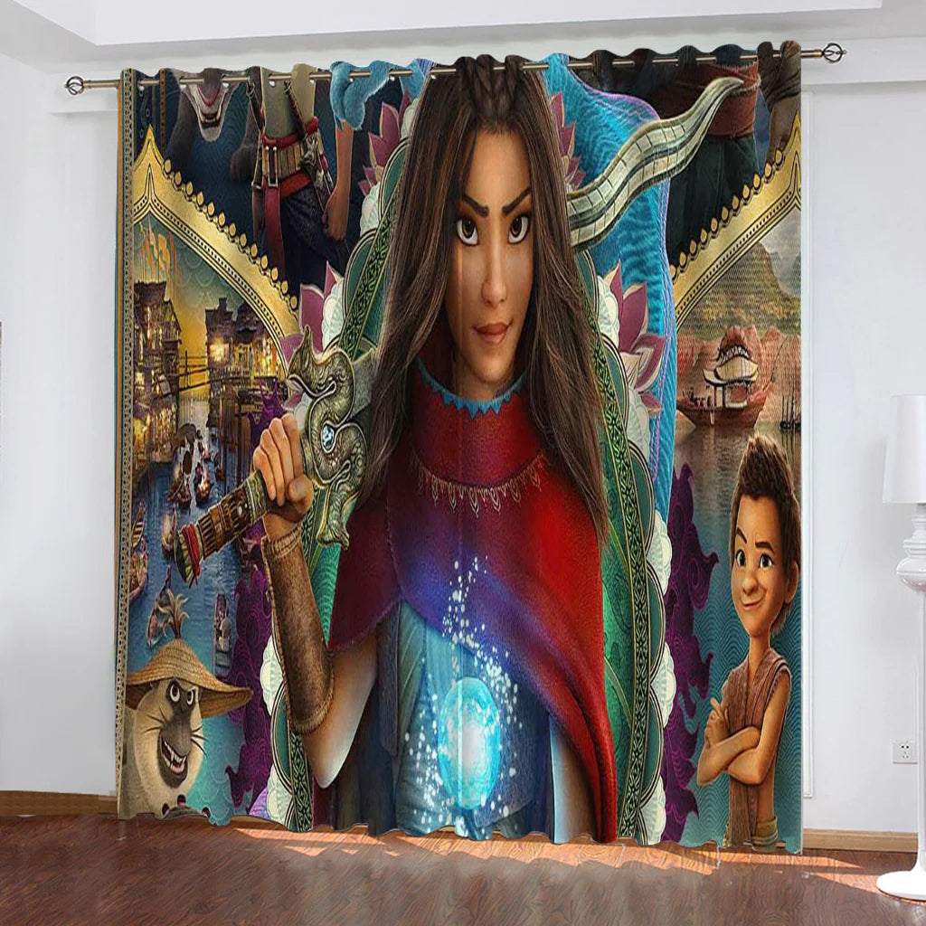 Raya and The Last Dragon Blackout Curtain for Living Room Bedroom Window Treatment