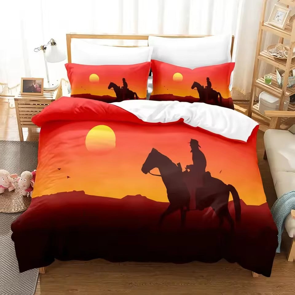 Red Dead Redemption Duvet Cover Quilt Case Pillowcase Bedding Set Without Filler