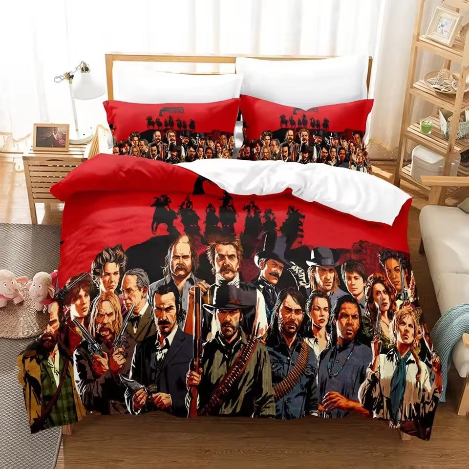 Red Dead Redemption Duvet Cover Quilt Case Pillowcase Bedding Set Without Filler