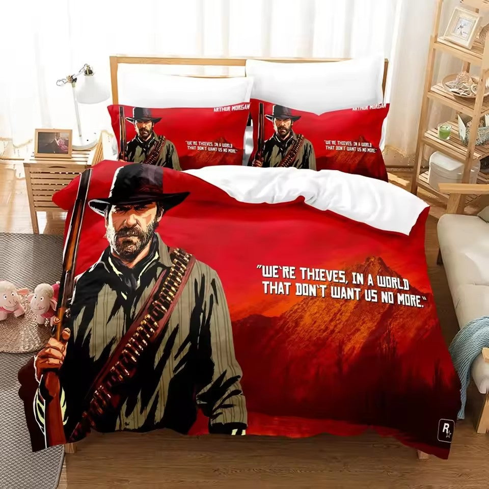 Red Dead Redemption Duvet Cover Quilt Case Pillowcase Bedding Set Without Filler