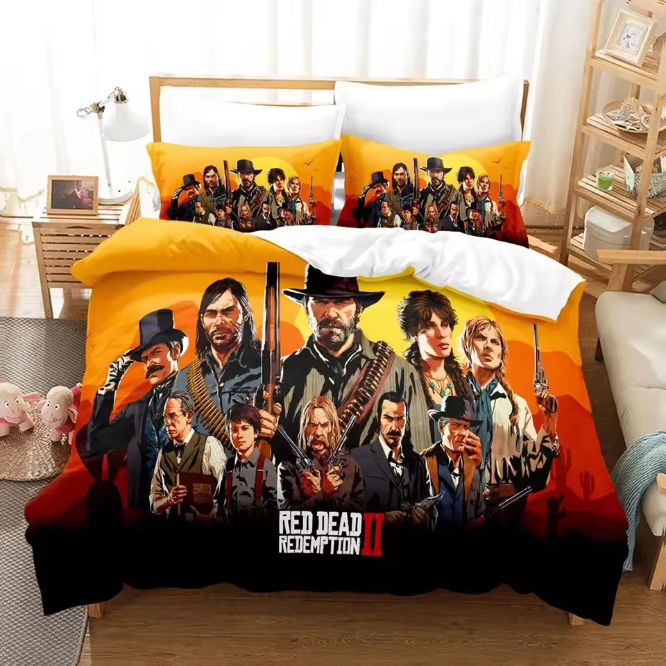 Red Dead Redemption Duvet Cover Quilt Case Pillowcase Bedding Set Without Filler