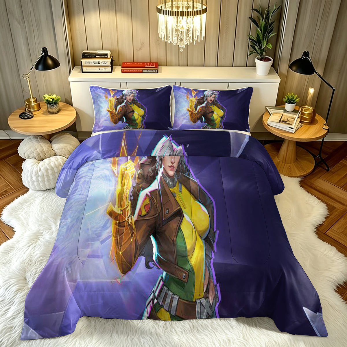 ‌Marvel Rivals Rogue Comforter Pillowcase Sets Blanket All Season Reversible Quilted Duvet