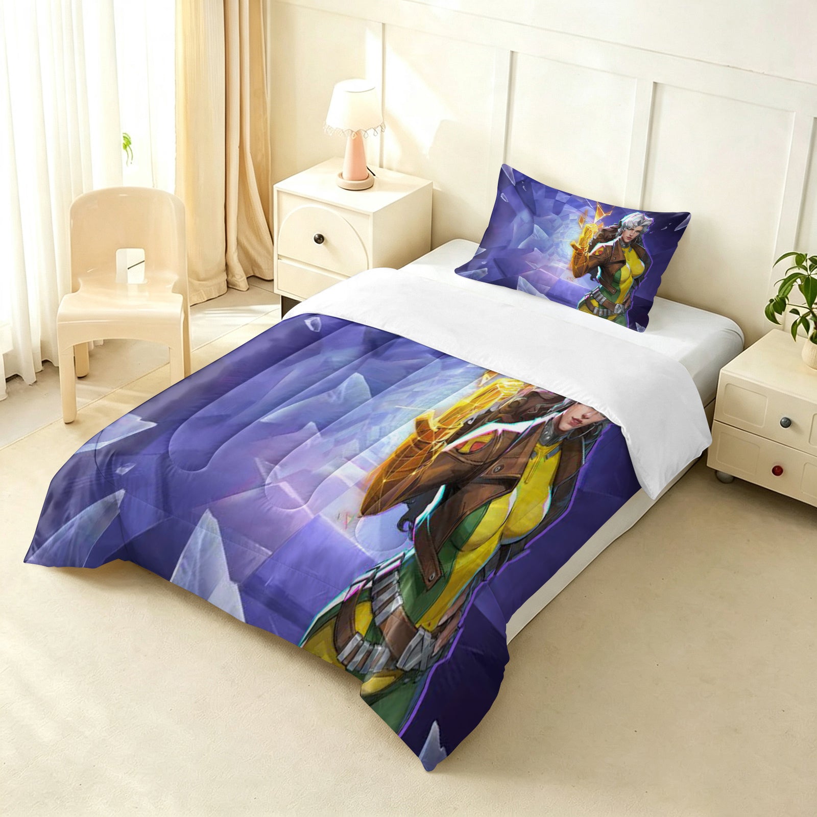 ‌Marvel Rivals Rogue Comforter Pillowcase Sets Blanket All Season Reversible Quilted Duvet