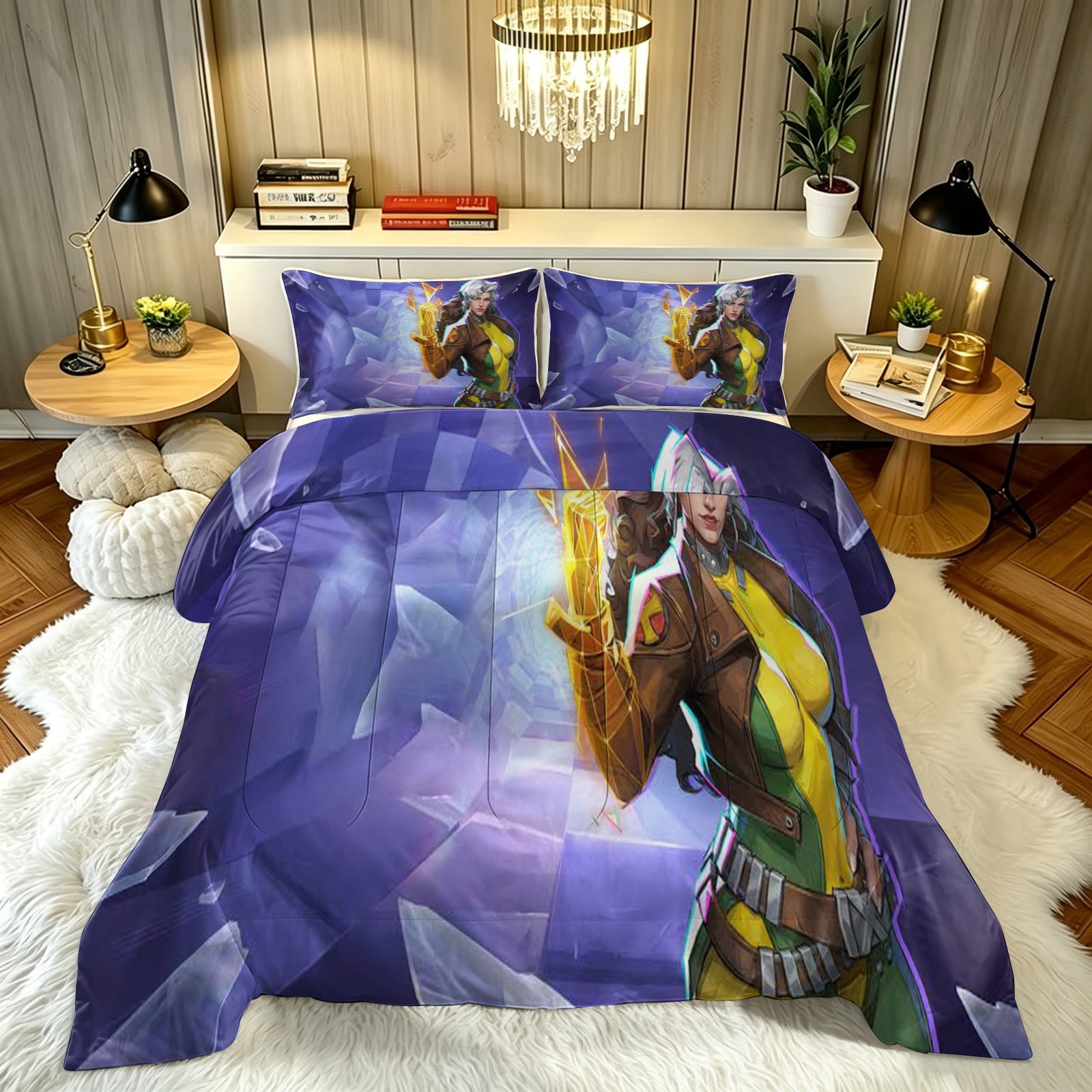 ‌Marvel Rivals Rogue Comforter Pillowcase Sets Blanket All Season Reversible Quilted Duvet