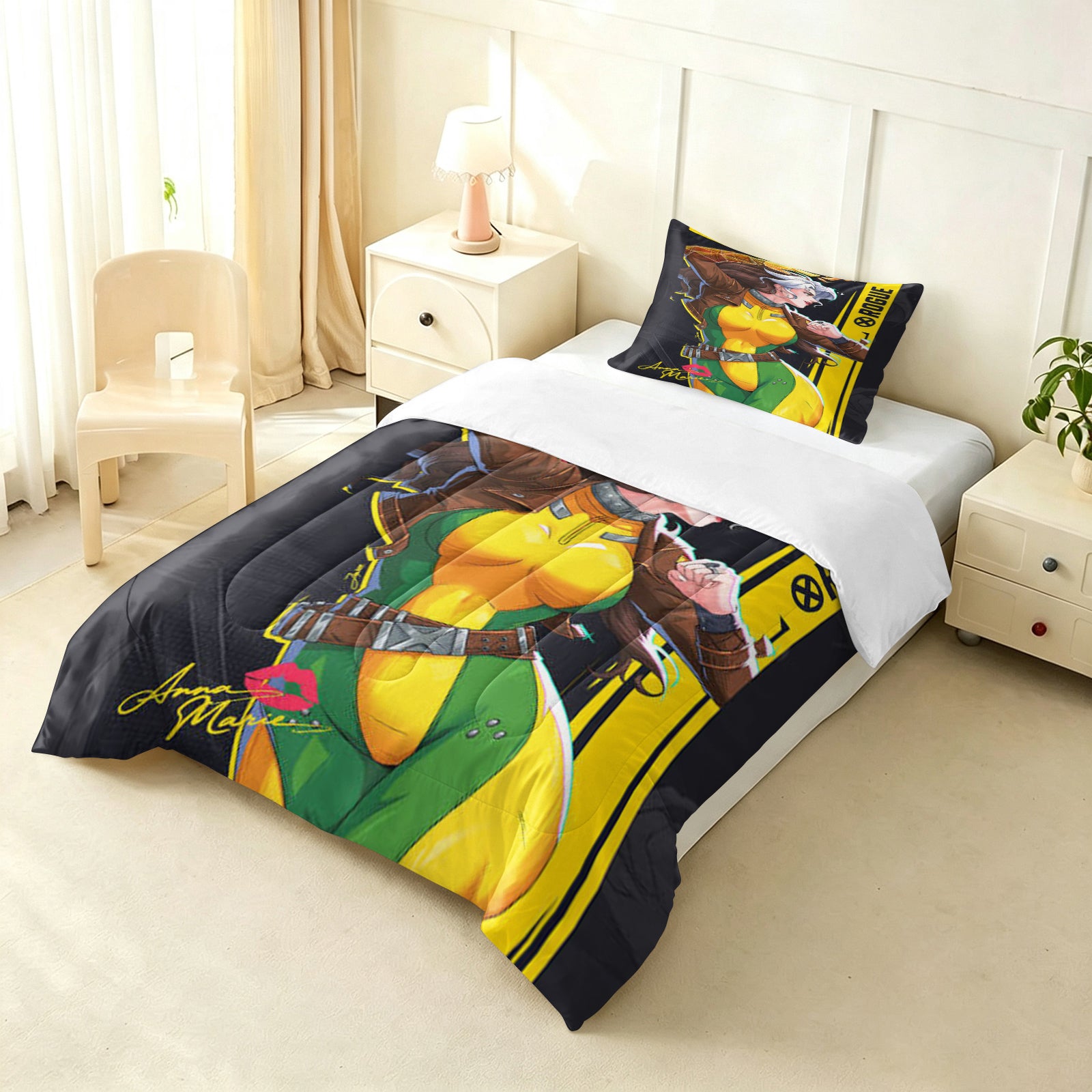 ‌Marvel Rivals Rogue Comforter Pillowcase Sets Blanket All Season Reversible Quilted Duvet