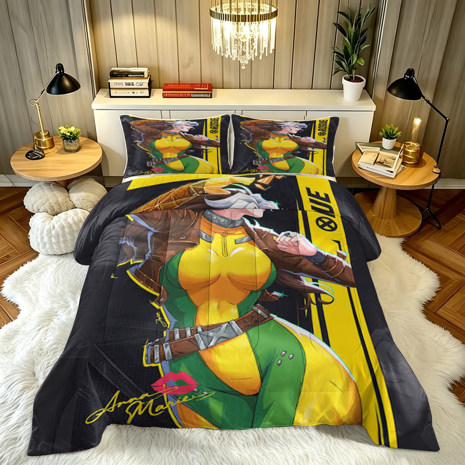 ‌Marvel Rivals Rogue Comforter Pillowcase Sets Blanket All Season Reversible Quilted Duvet
