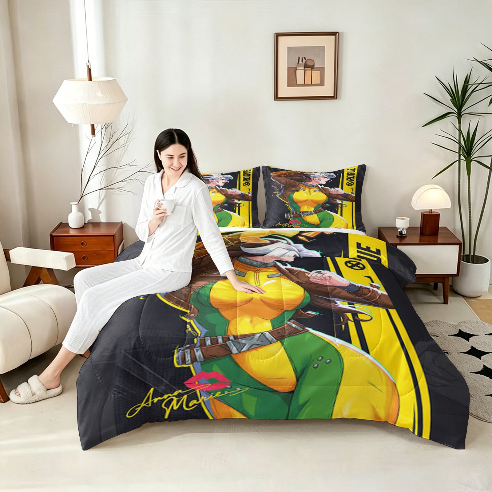 ‌Marvel Rivals Rogue Comforter Pillowcase Sets Blanket All Season Reversible Quilted Duvet