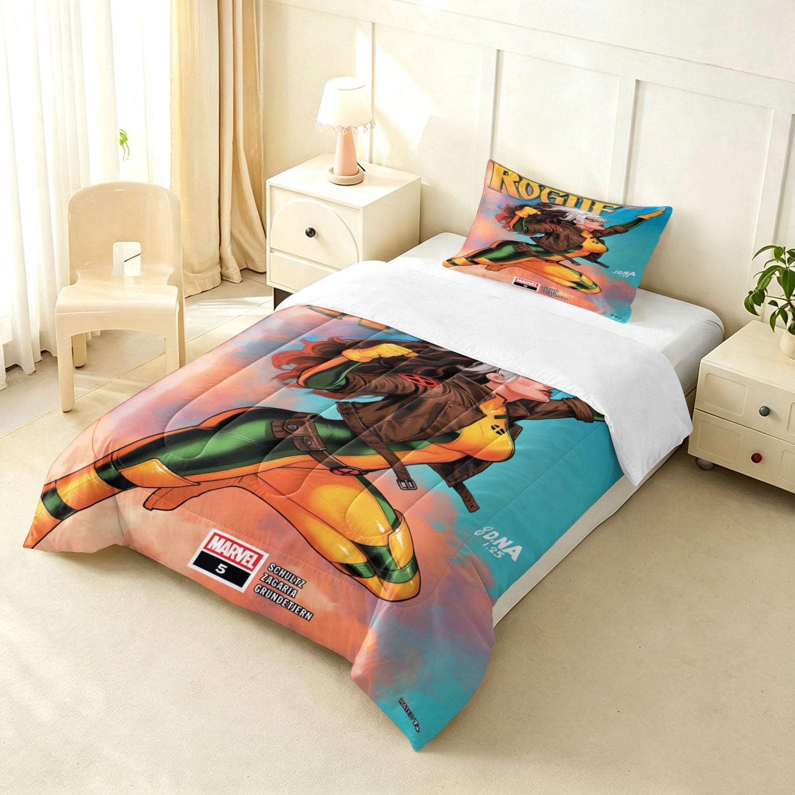 ‌Marvel Rivals Rogue Comforter Pillowcase Sets Blanket All Season Reversible Quilted Duvet