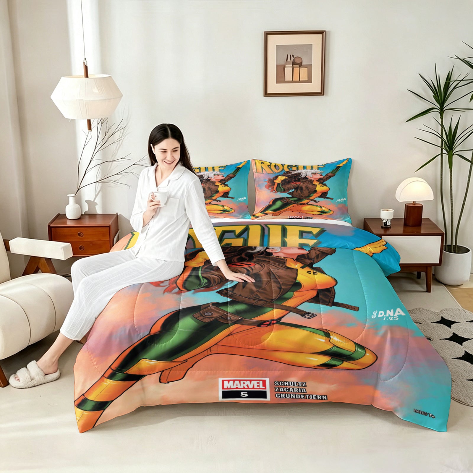 ‌Marvel Rivals Rogue Comforter Pillowcase Sets Blanket All Season Reversible Quilted Duvet