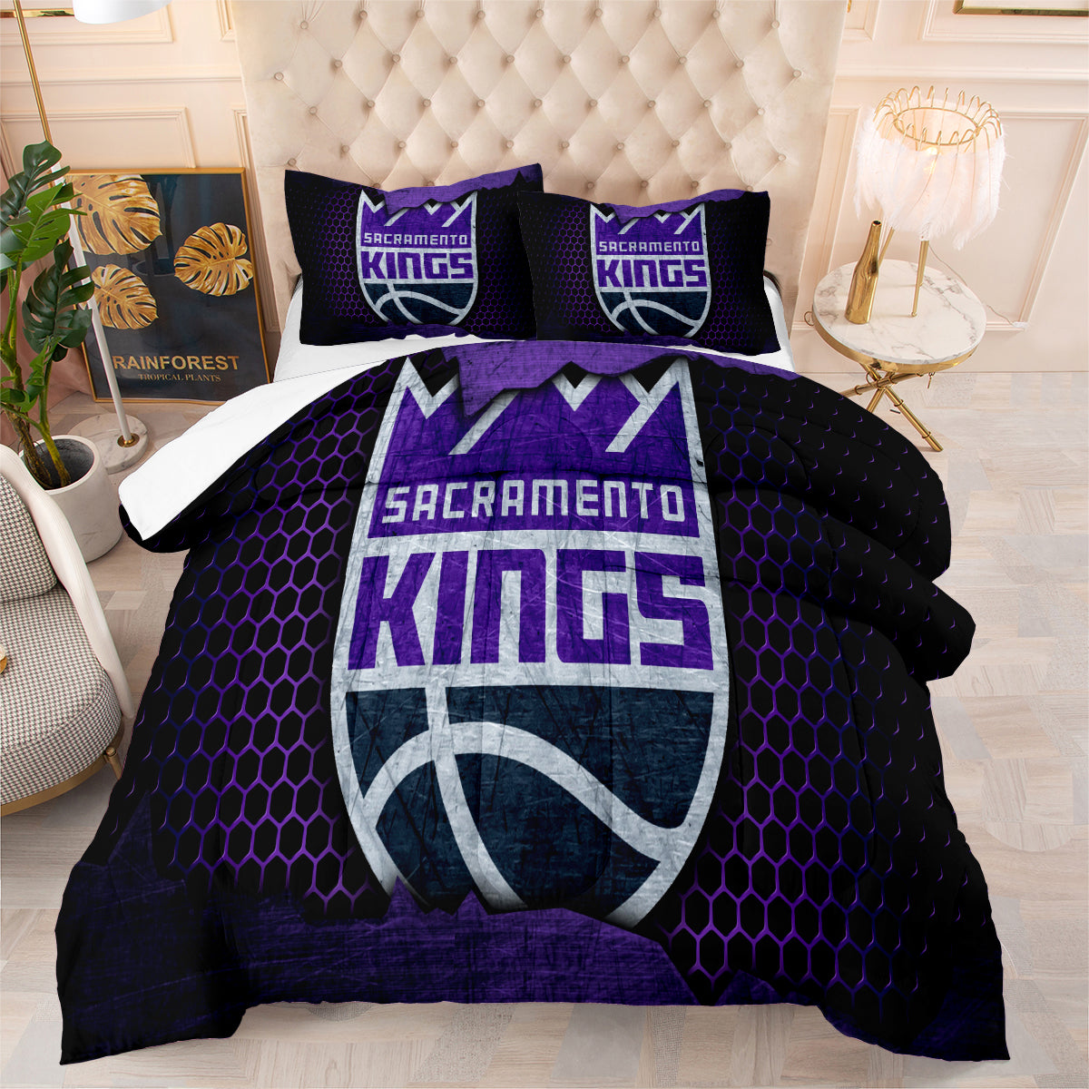 Sacramento Kings Basketball Comforter Pillowcase Sets Blanket All Season Reversible Quilted Duvet