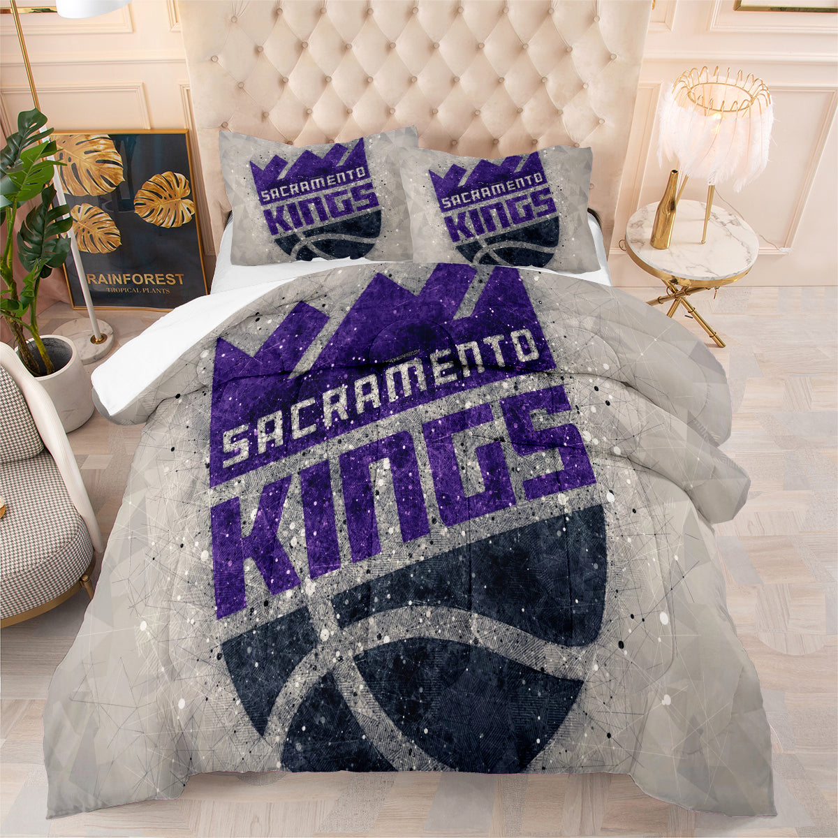 Sacramento Kings Basketball Comforter Pillowcase Sets Blanket All Season Reversible Quilted Duvet