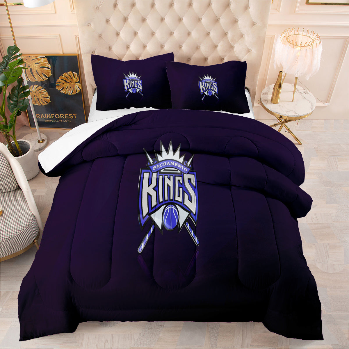 Sacramento Kings Basketball Comforter Pillowcase Sets Blanket All Season Reversible Quilted Duvet