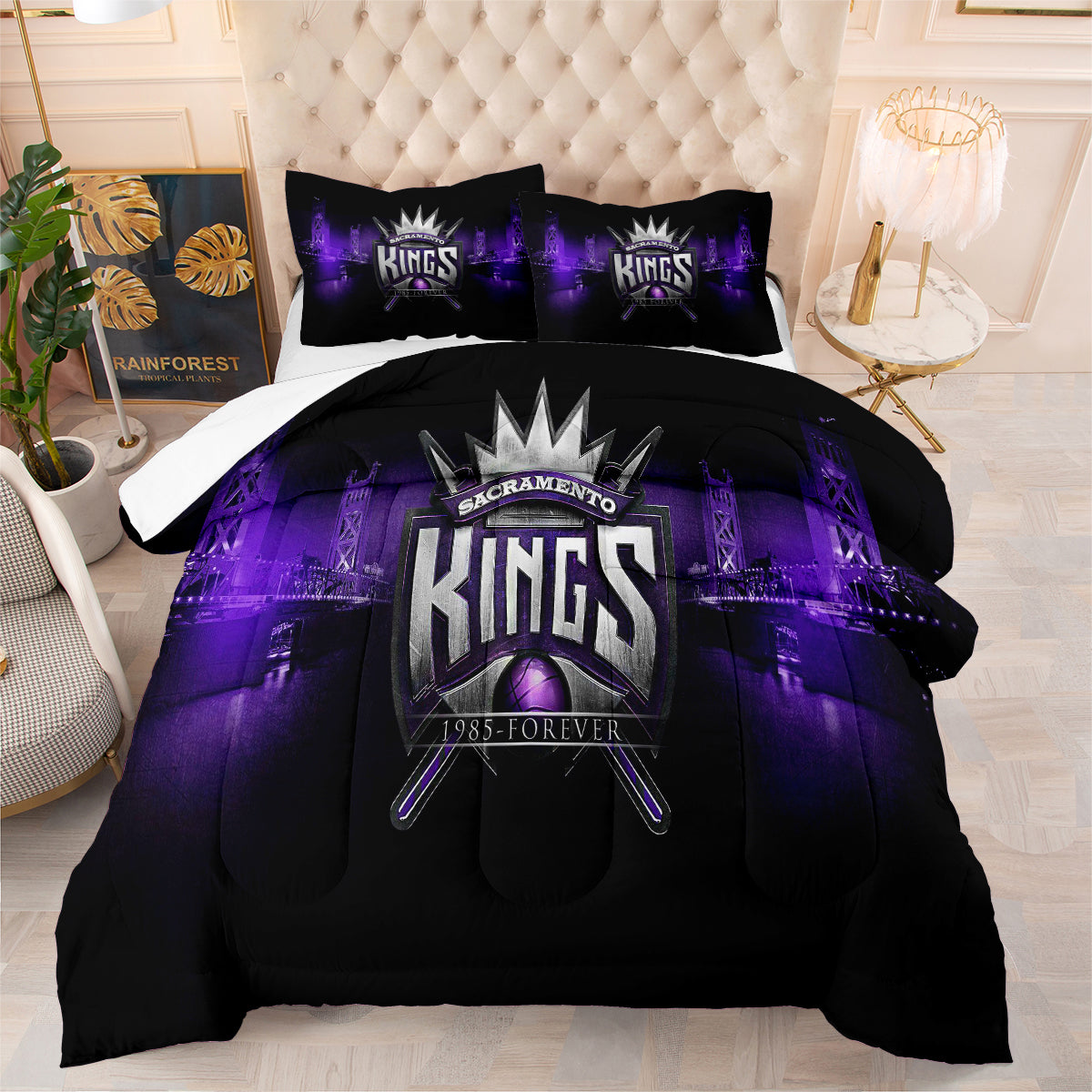 Sacramento Kings Basketball Comforter Pillowcase Sets Blanket All Season Reversible Quilted Duvet