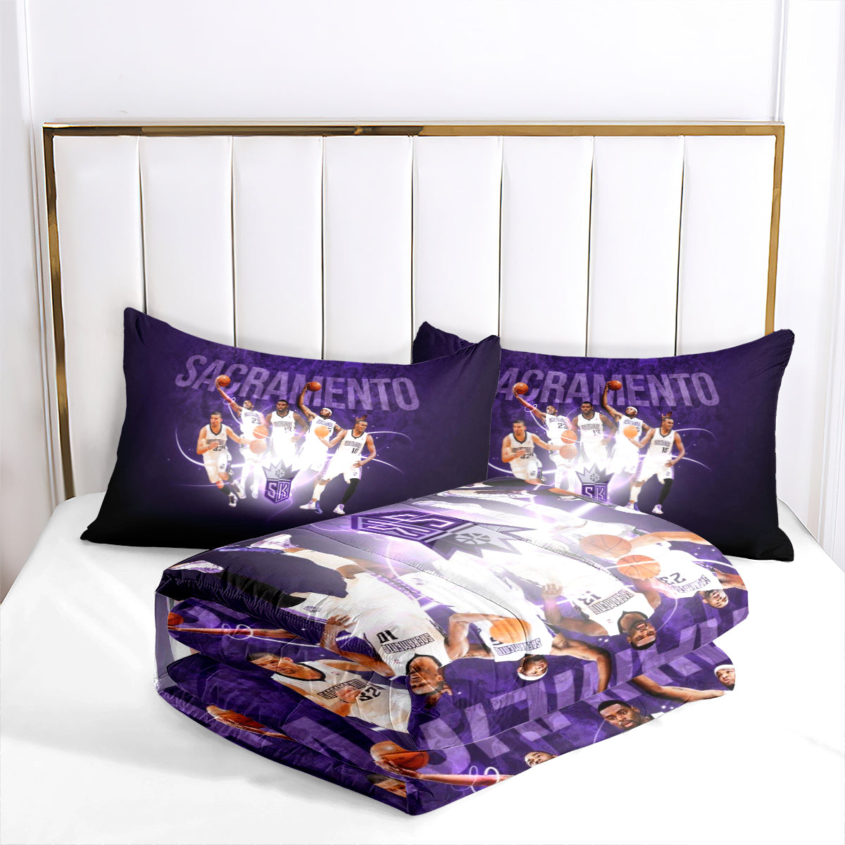 Sacramento Kings Basketball Comforter Pillowcase Sets Blanket All Season Reversible Quilted Duvet