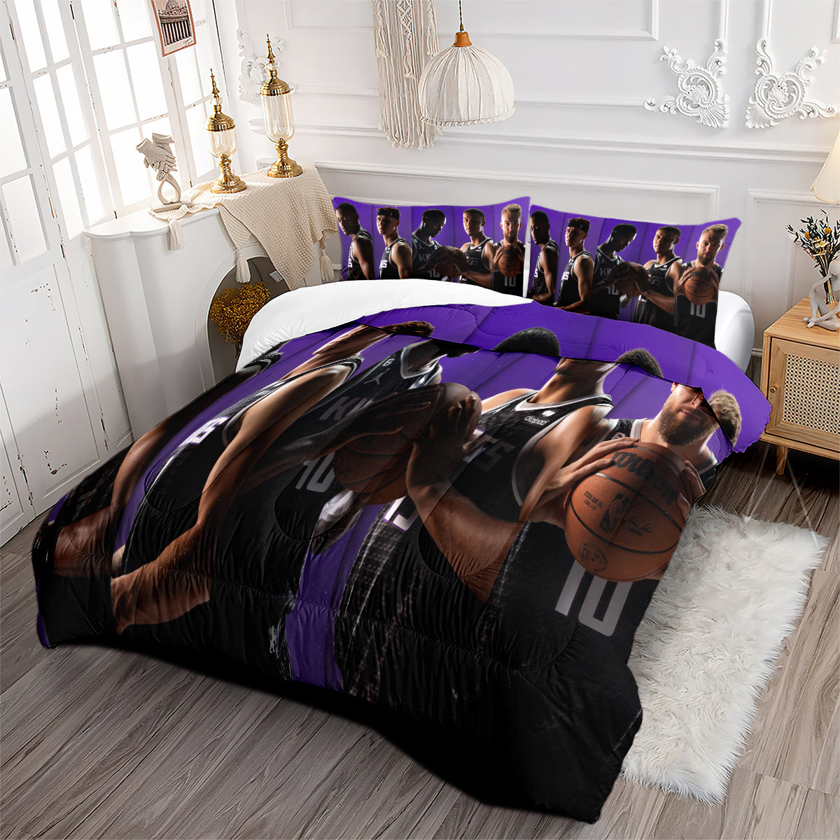 Sacramento Kings Basketball Comforter Pillowcase Sets Blanket All Season Reversible Quilted Duvet