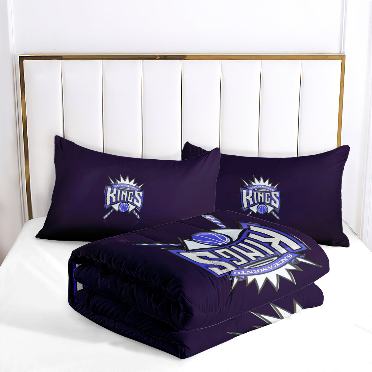 Sacramento Kings Basketball Comforter Pillowcase Sets Blanket All Season Reversible Quilted Duvet