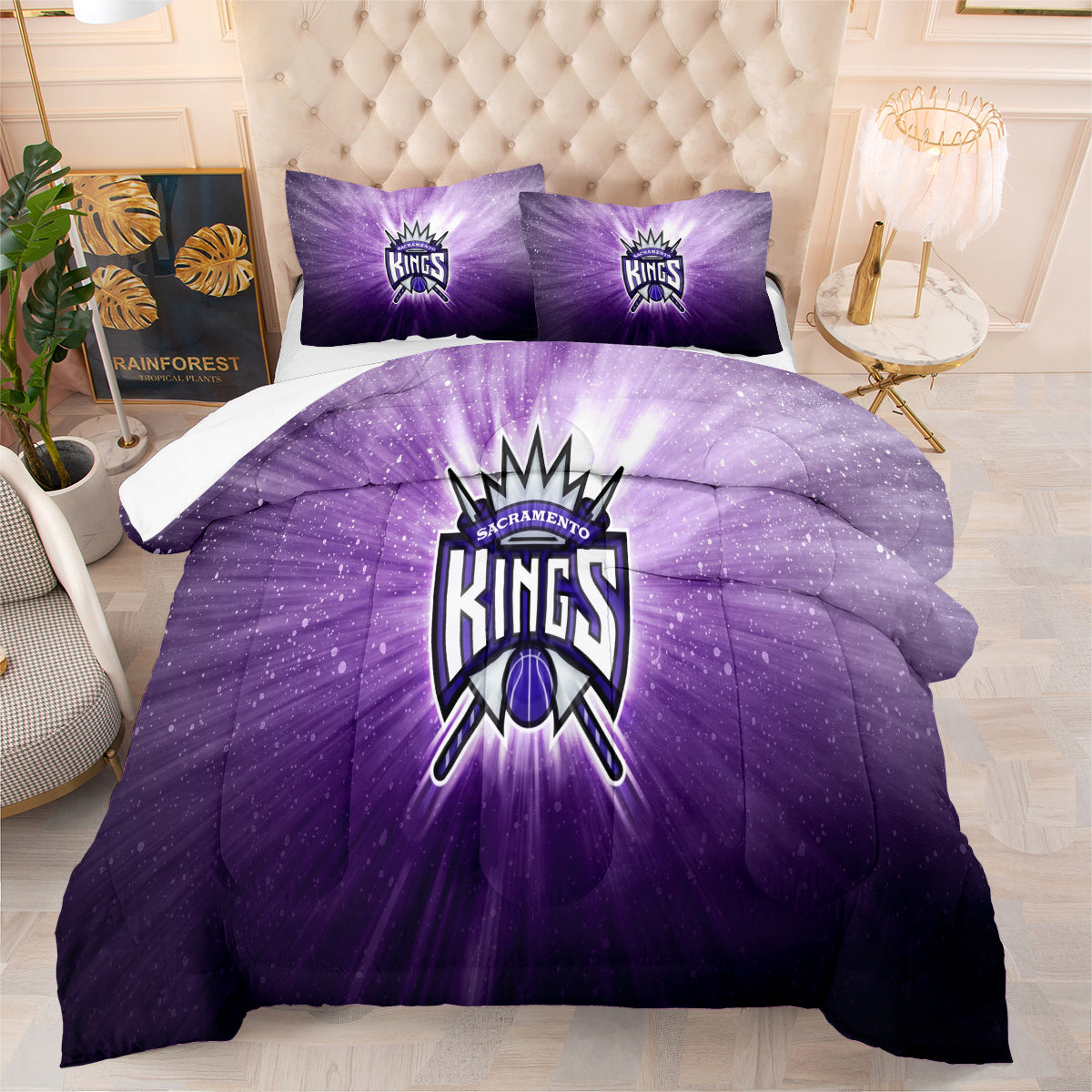 Sacramento Kings Basketball Comforter Pillowcase Sets Blanket All Season Reversible Quilted Duvet