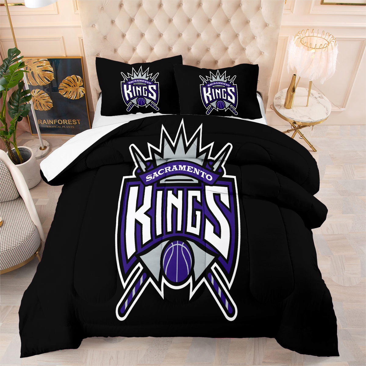 Sacramento Kings Basketball Comforter Pillowcase Sets Blanket All Season Reversible Quilted Duvet