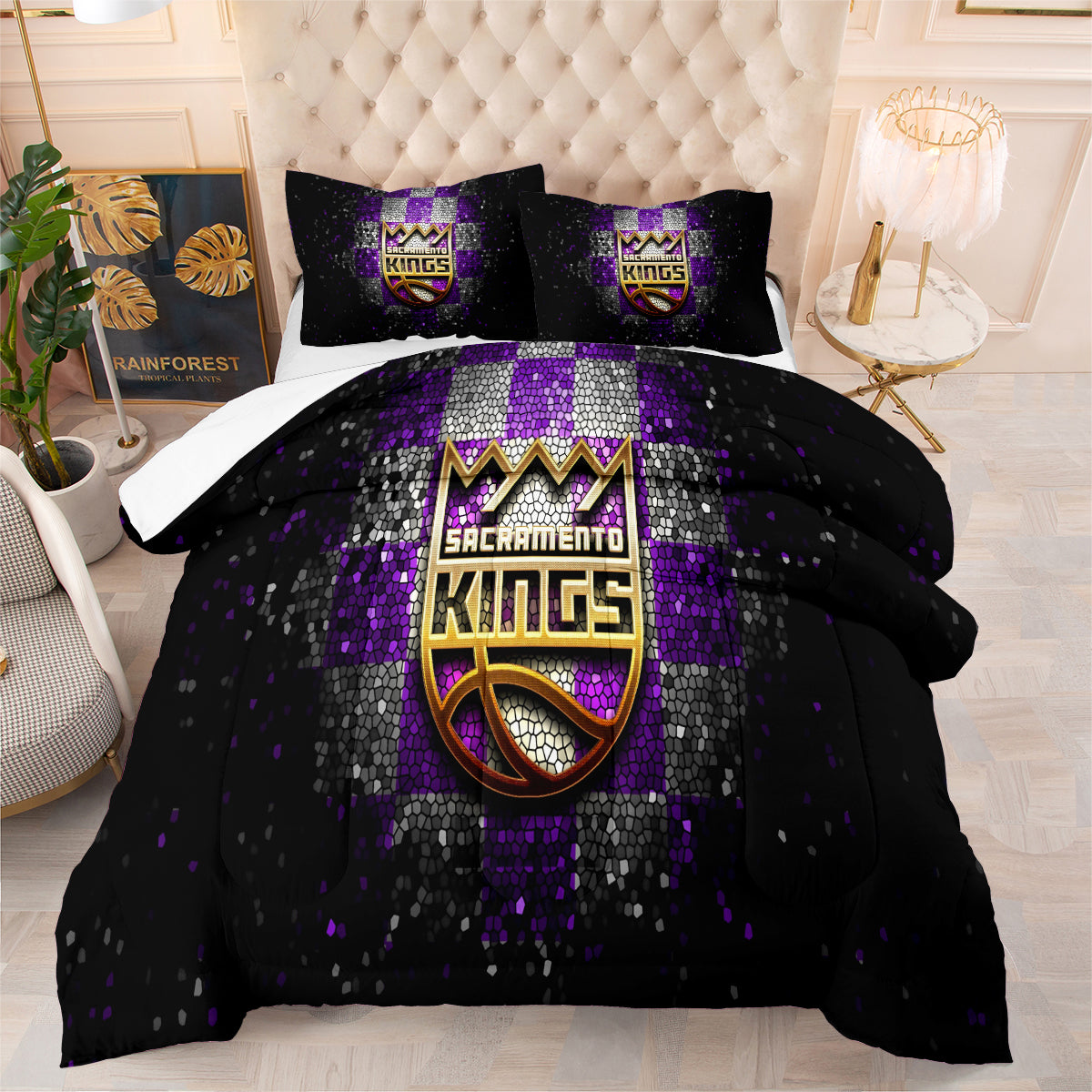 Sacramento Kings Basketball Comforter Pillowcase Sets Blanket All Season Reversible Quilted Duvet