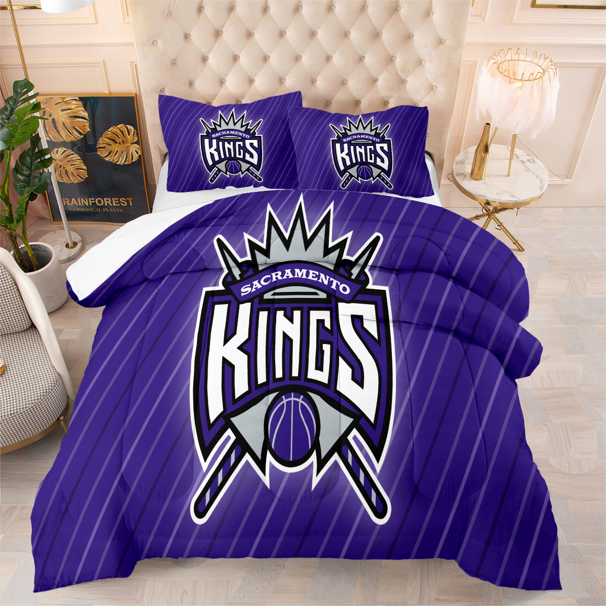 Sacramento Kings Basketball Comforter Pillowcase Sets Blanket All Season Reversible Quilted Duvet