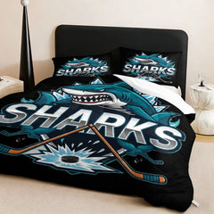 San Jose Sharks Hockey League Comforter Pillowcase Sets Blanket All Season Reversible Quilted Duvet