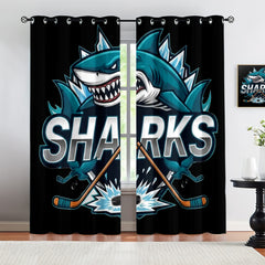 San Jose Sharks Blackout Curtains Drapes For Window Treatment Set