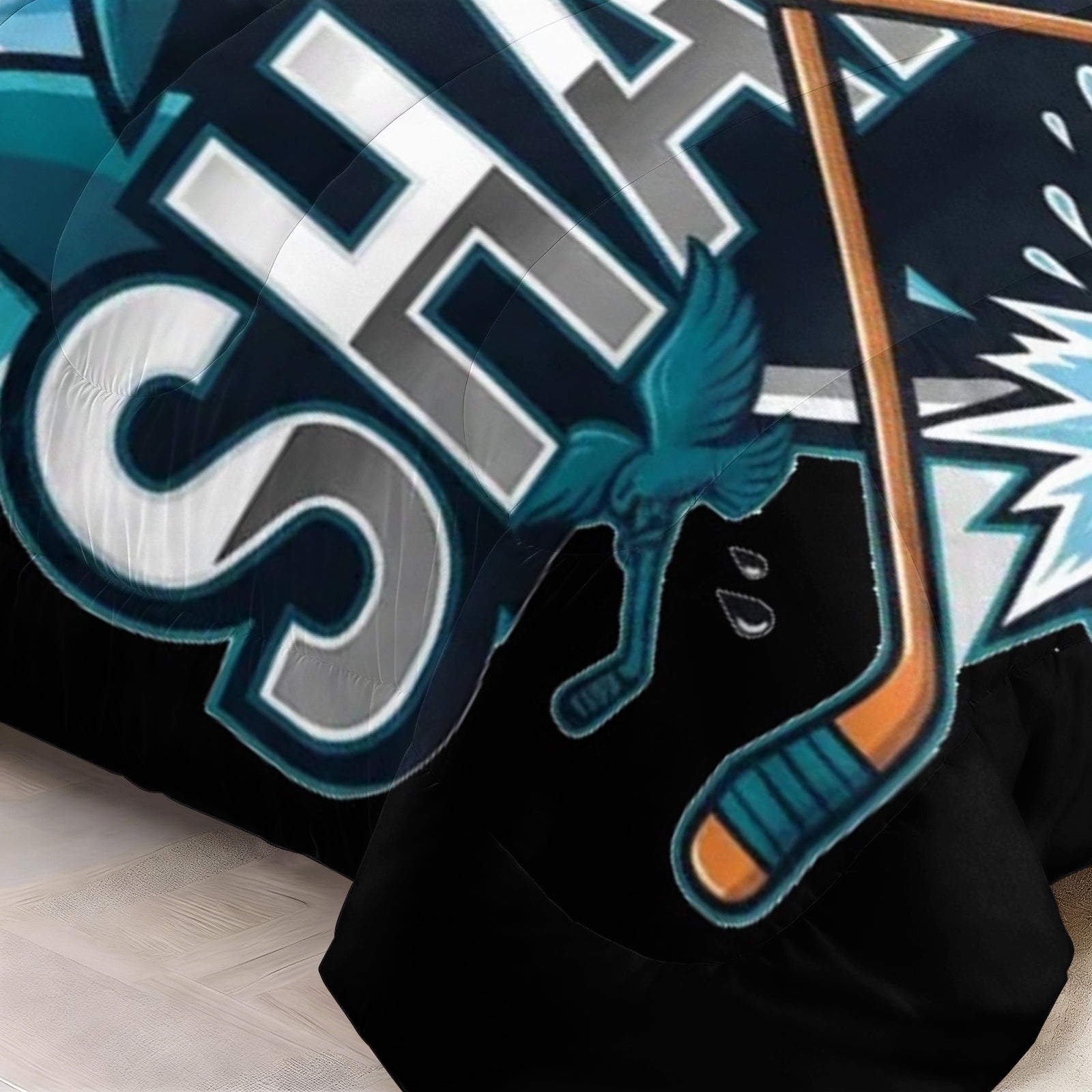 San Jose Sharks Hockey League Comforter Pillowcase Sets Blanket All Season Reversible Quilted Duvet