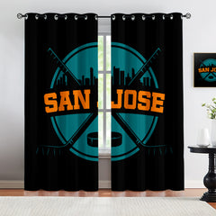 San Jose Sharks Blackout Curtains Drapes For Window Treatment Set