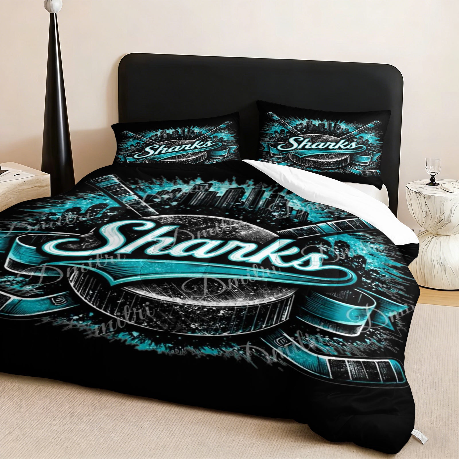 San Jose Sharks Hockey League Comforter Pillowcase Sets Blanket All Season Reversible Quilted Duvet