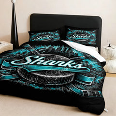 San Jose Sharks Hockey League Comforter Pillowcase Sets Blanket All Season Reversible Quilted Duvet