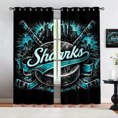 San Jose Sharks Blackout Curtains Drapes For Window Treatment Set