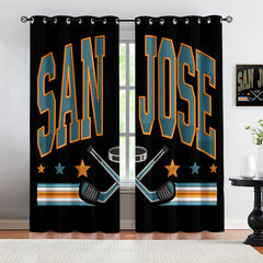 San Jose Sharks Blackout Curtains Drapes For Window Treatment Set