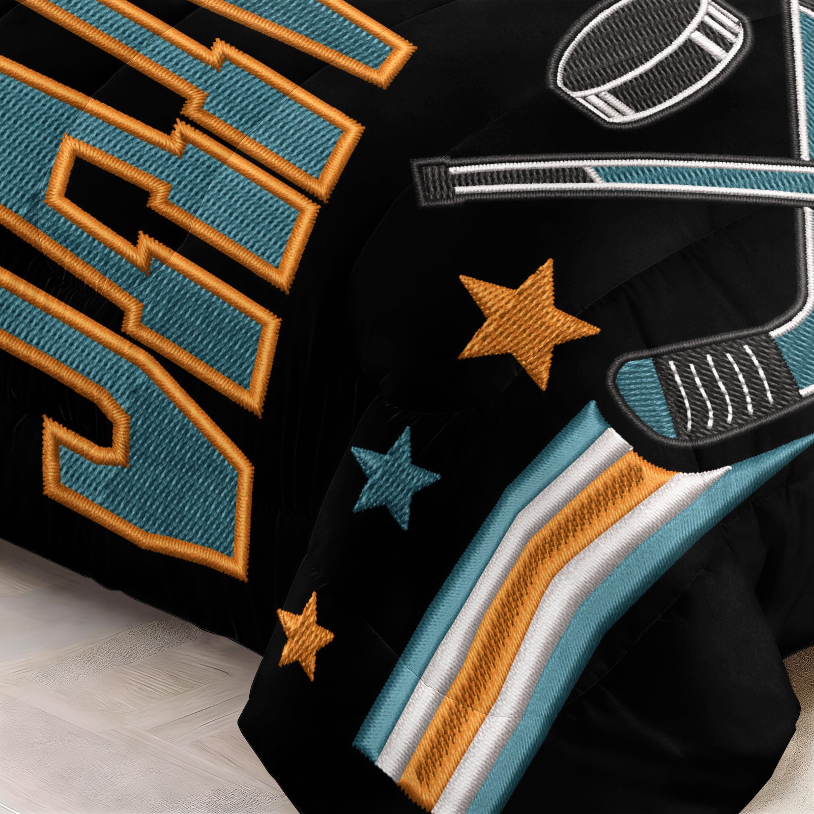 San Jose Sharks Hockey League Comforter Pillowcase Sets Blanket All Season Reversible Quilted Duvet