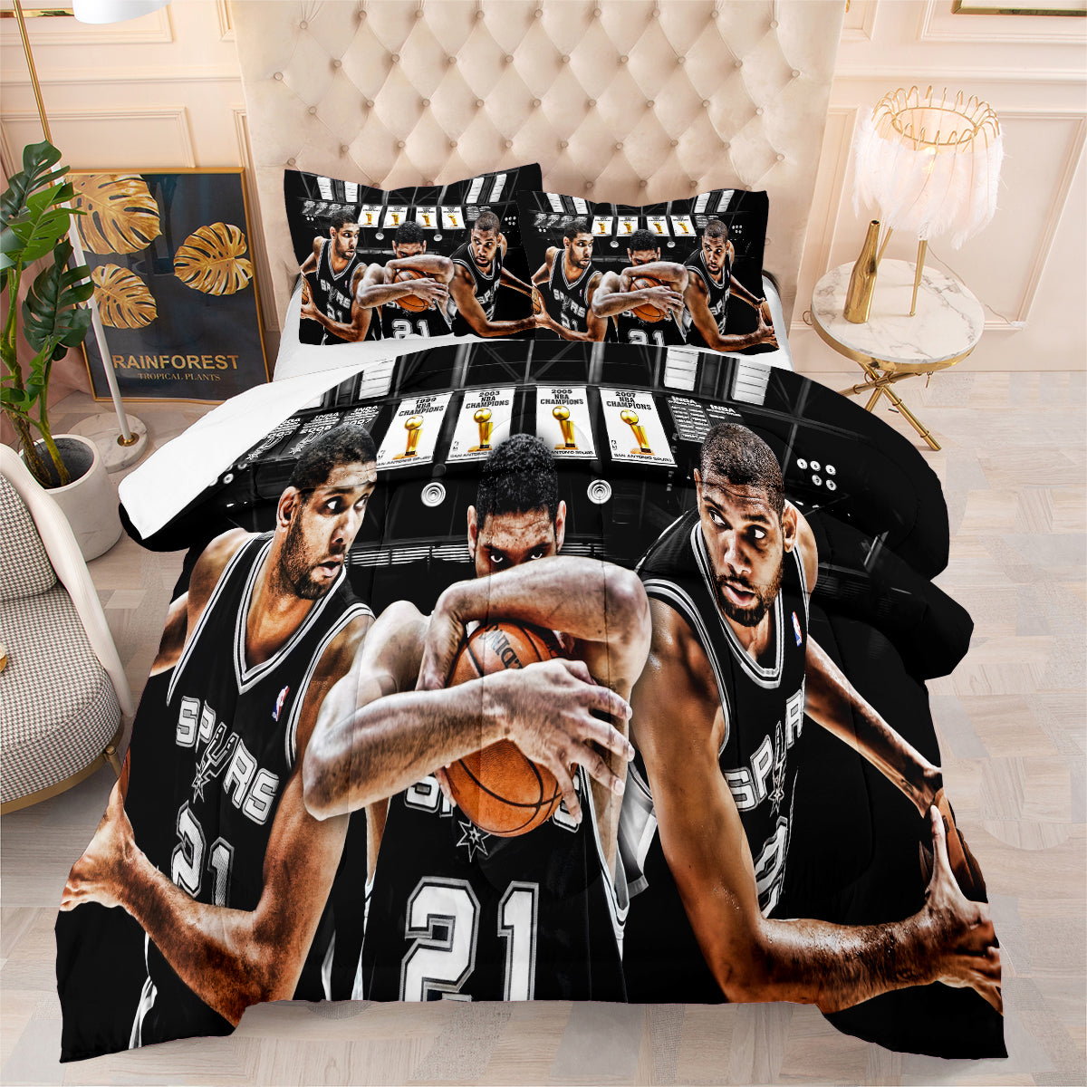San Antonio Spurs Basketball Comforter Pillowcase Sets Blanket All Season Reversible Quilted Duvet