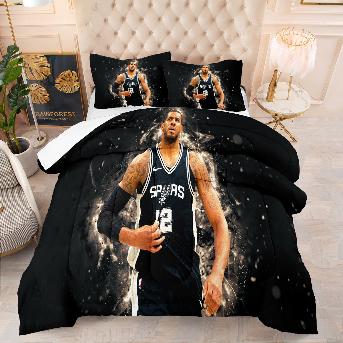 San Antonio Spurs Basketball Comforter Pillowcase Sets Blanket All Season Reversible Quilted Duvet