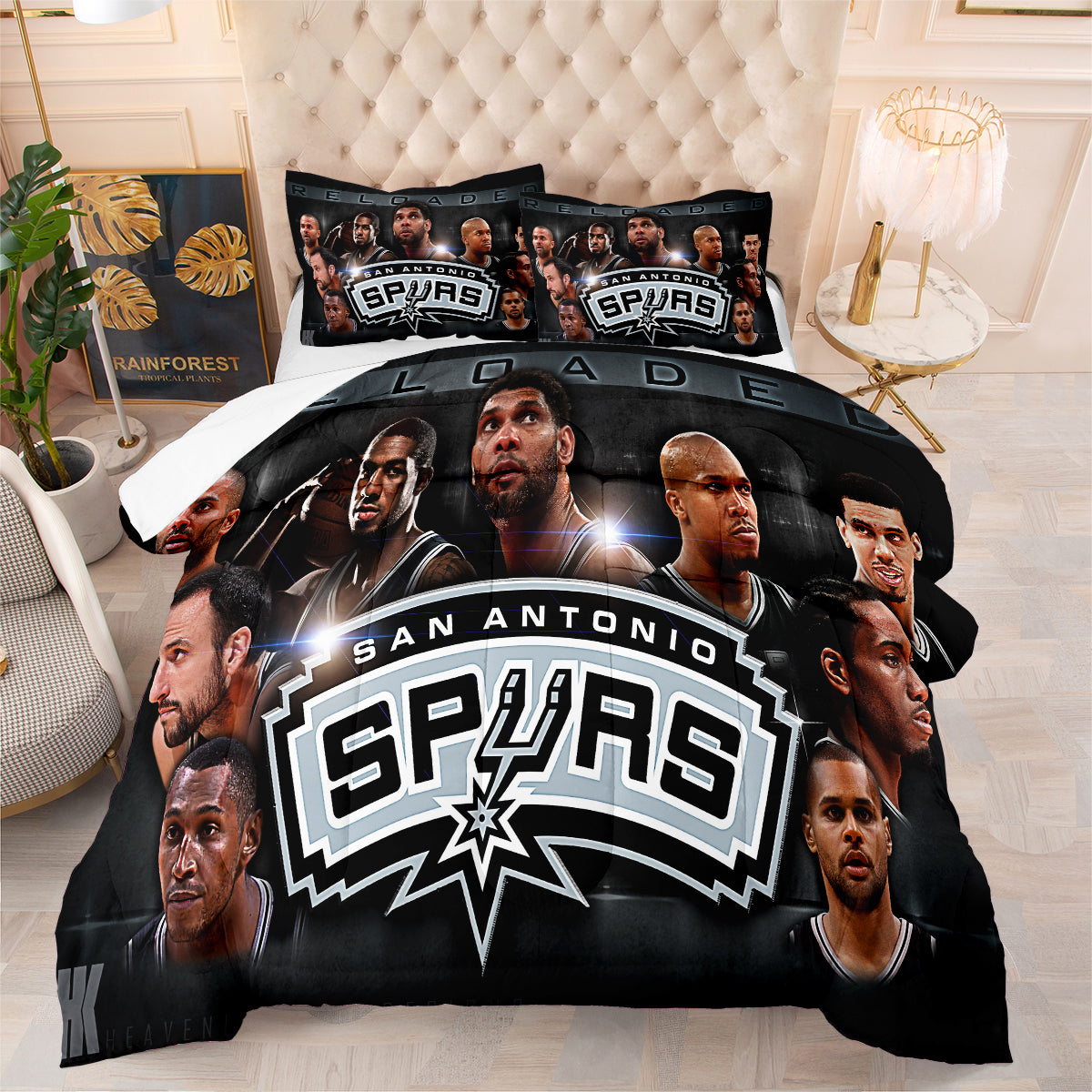 San Antonio Spurs Basketball Comforter Pillowcase Sets Blanket All Season Reversible Quilted Duvet