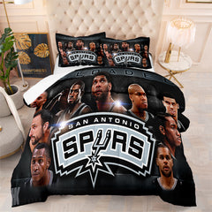 San Antonio Spurs Basketball Comforter Pillowcase Sets Blanket All Season Reversible Quilted Duvet