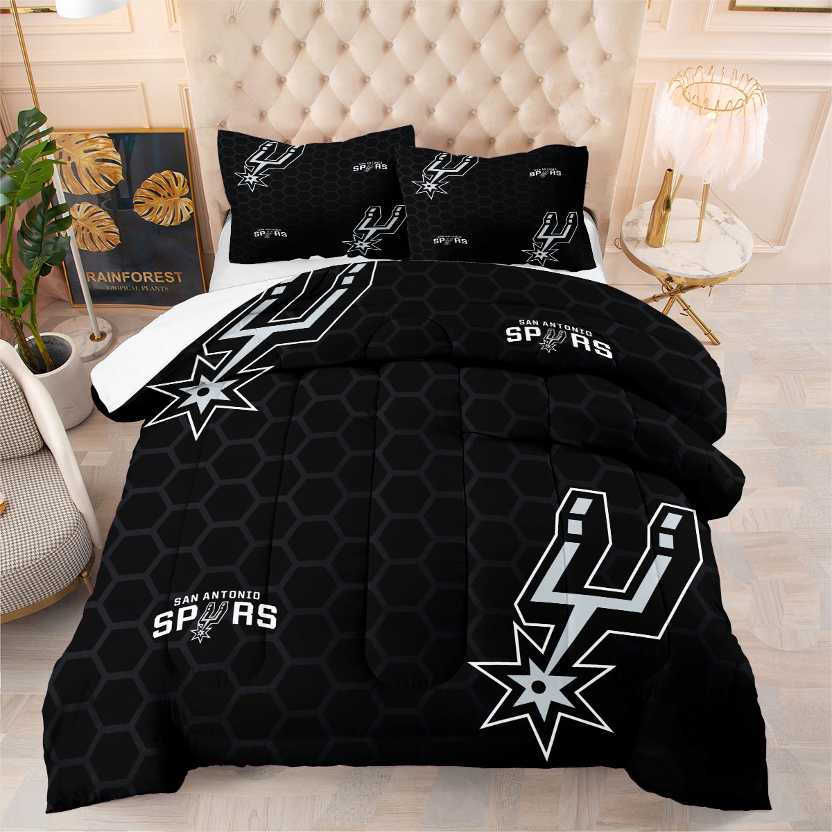 San Antonio Spurs Basketball Comforter Pillowcase Sets Blanket All Season Reversible Quilted Duvet