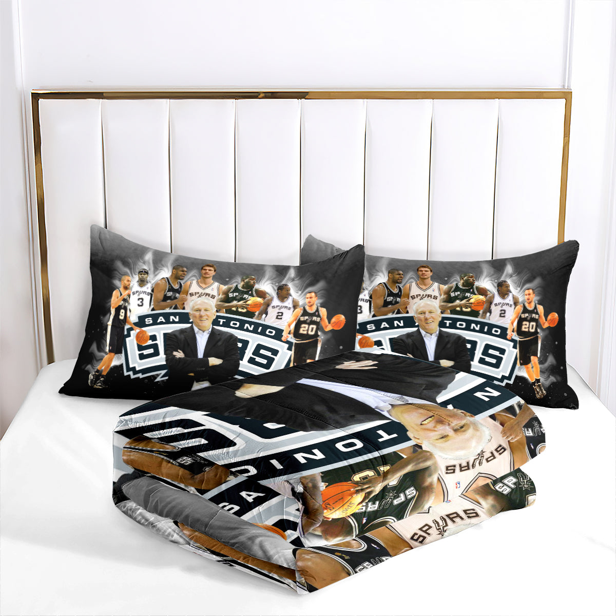 San Antonio Spurs Basketball Comforter Pillowcase Sets Blanket All Season Reversible Quilted Duvet