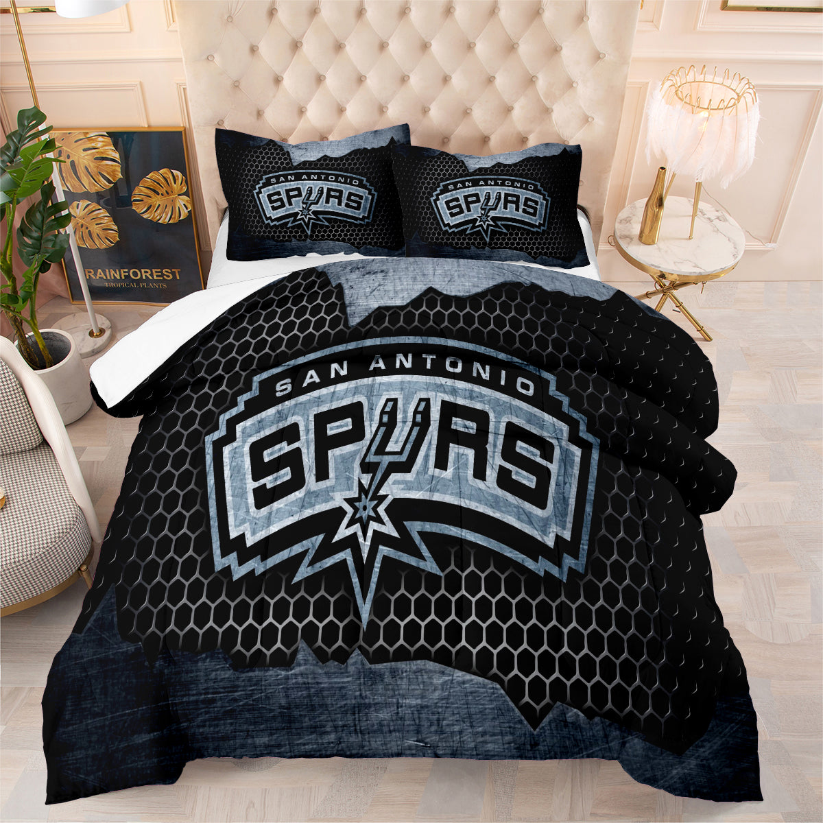 San Antonio Spurs Basketball Comforter Pillowcase Sets Blanket All Season Reversible Quilted Duvet