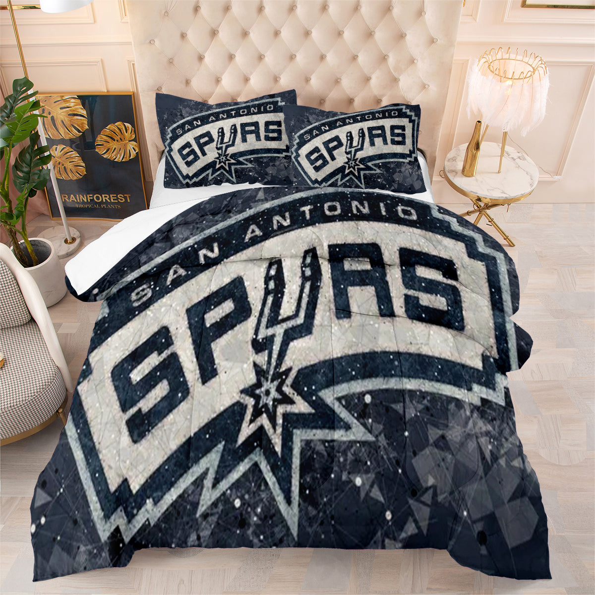 San Antonio Spurs Basketball Comforter Pillowcase Sets Blanket All Season Reversible Quilted Duvet
