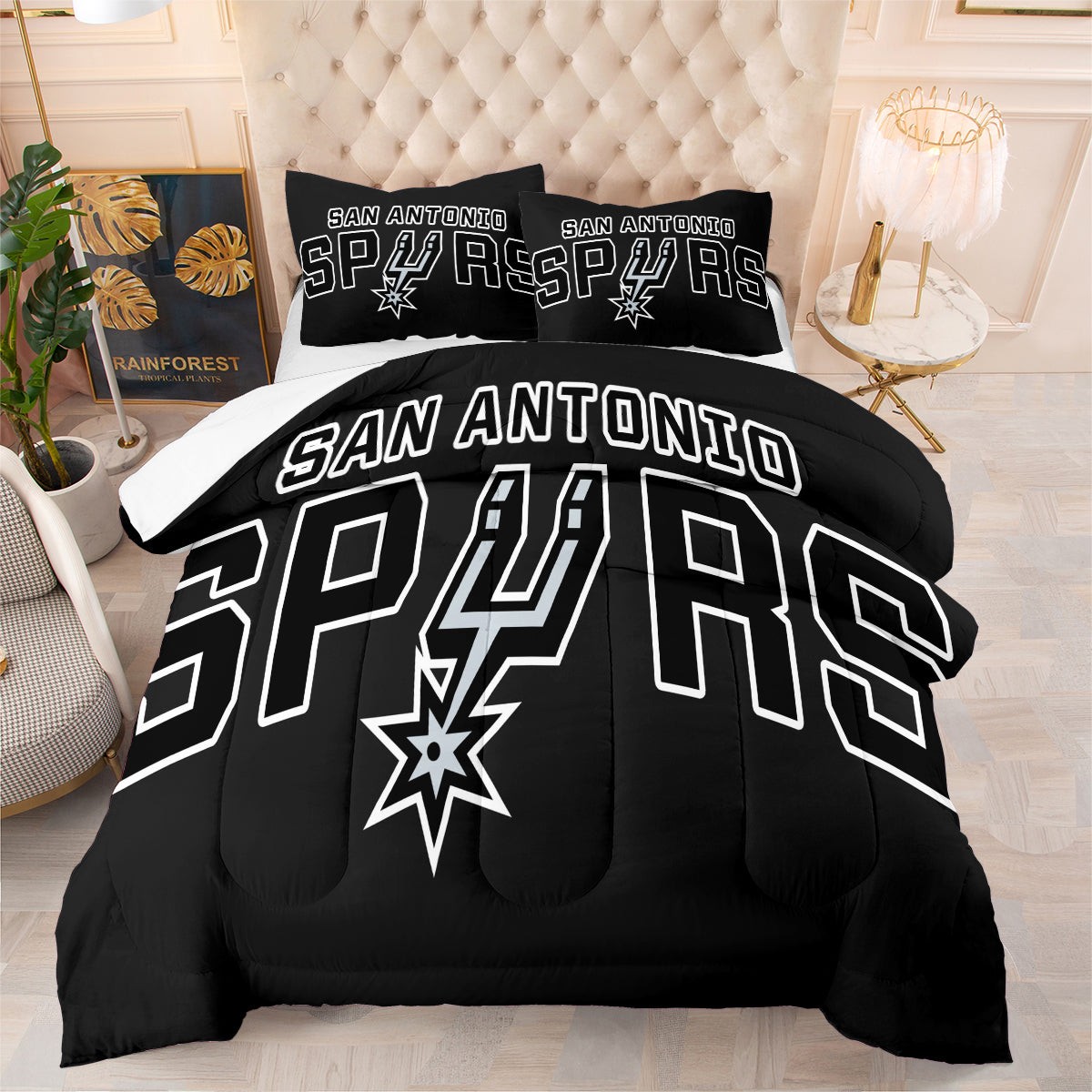 San Antonio Spurs Basketball Comforter Pillowcase Sets Blanket All Season Reversible Quilted Duvet