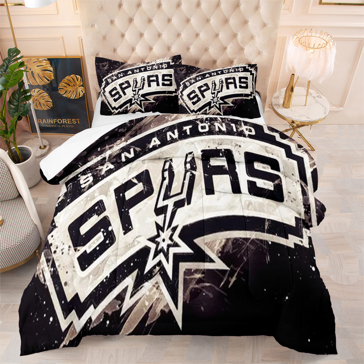 San Antonio Spurs Basketball Comforter Pillowcase Sets Blanket All Season Reversible Quilted Duvet