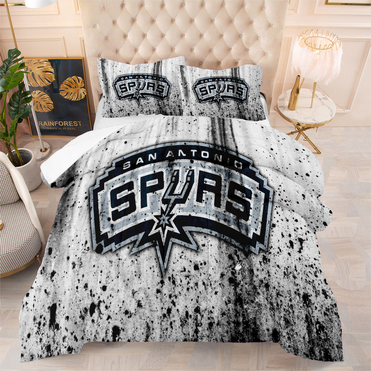 San Antonio Spurs Basketball Comforter Pillowcase Sets Blanket All Season Reversible Quilted Duvet