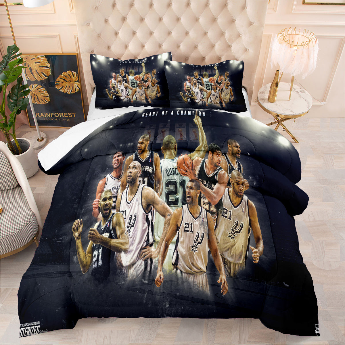 San Antonio Spurs Basketball Comforter Pillowcase Sets Blanket All Season Reversible Quilted Duvet