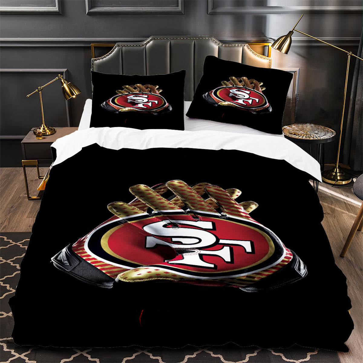 San Francisco 49ers Footbball Duvet Cover Quilt Case Pillowcase Bedding Set Without Filler
