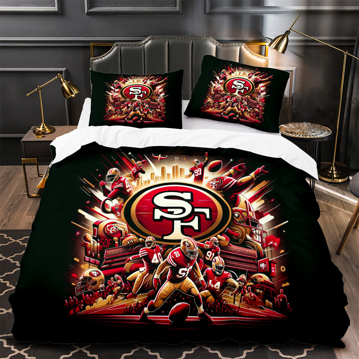 San Francisco 49ers Footbball Duvet Cover Quilt Case Pillowcase Bedding Set Without Filler