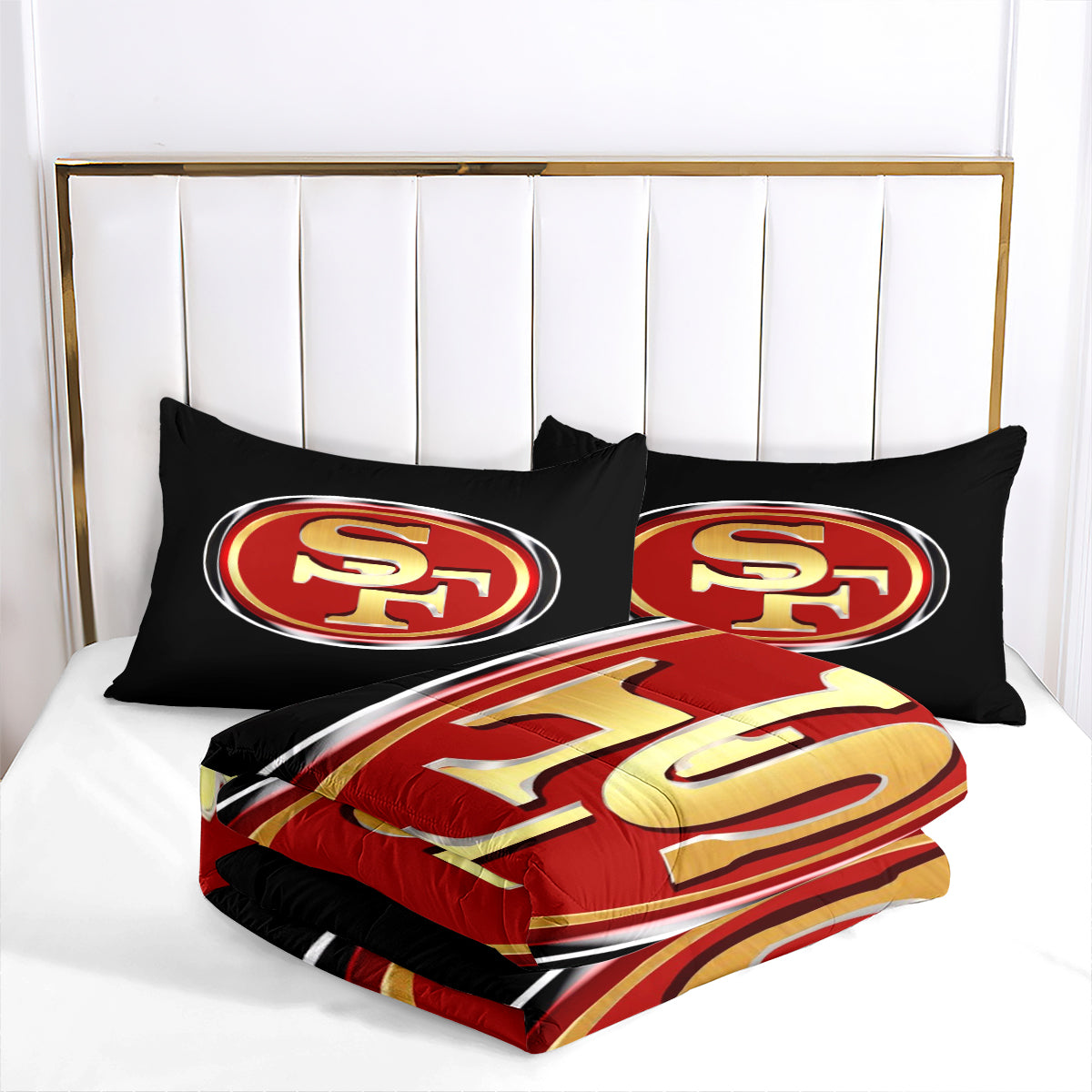 San Francisco 49ers Football Team Comforter Pillowcase Sets Blanket All Season Reversible Quilted Duvet