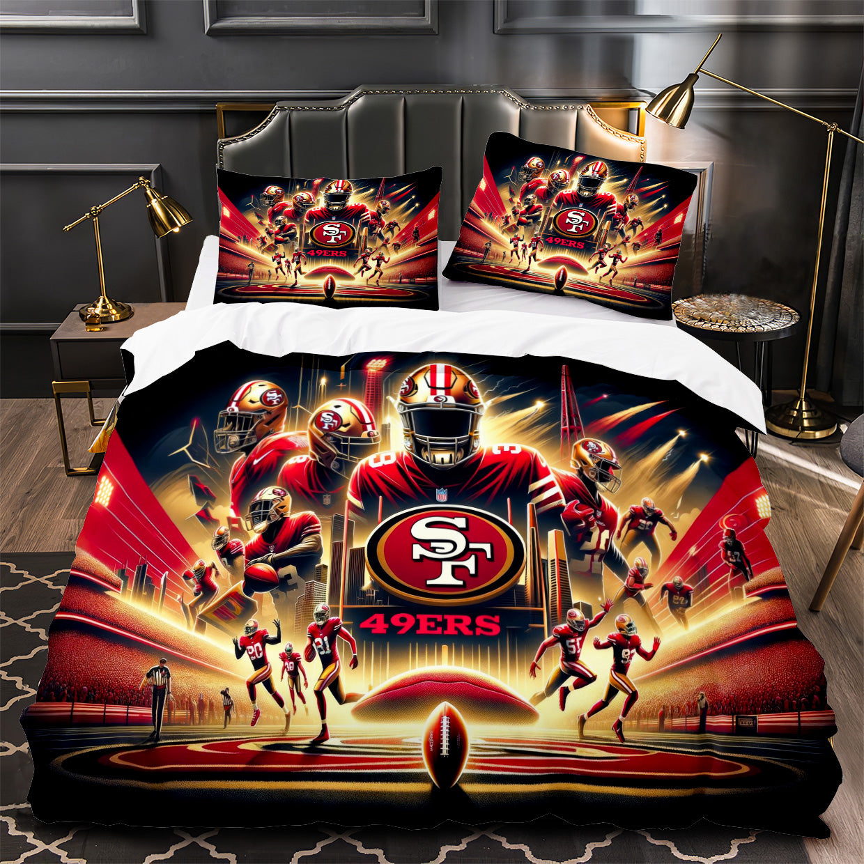 San Francisco 49ers Footbball Duvet Cover Quilt Case Pillowcase Bedding Set Without Filler