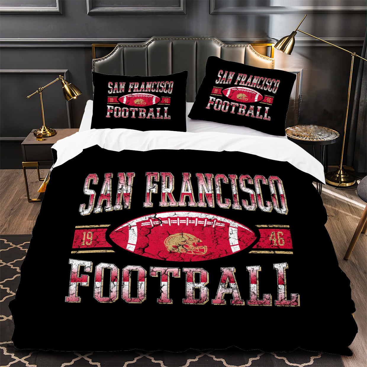 San Francisco 49ers Footbball Duvet Cover Quilt Case Pillowcase Bedding Set Without Filler